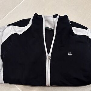 Ralph Lauren Black and White Athletic Zip Jacket size L